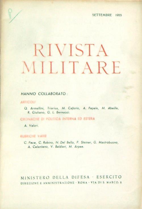 Rivista militare 9/settembre 1955 - copertina