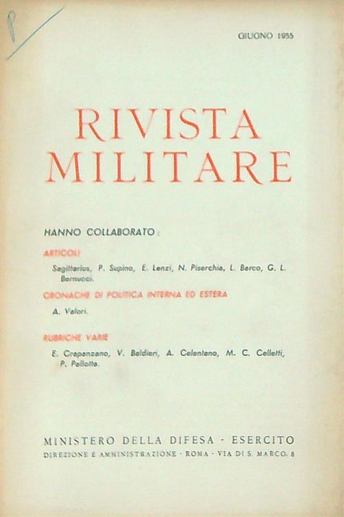 Rivista militare 6/giugno 1955 - copertina