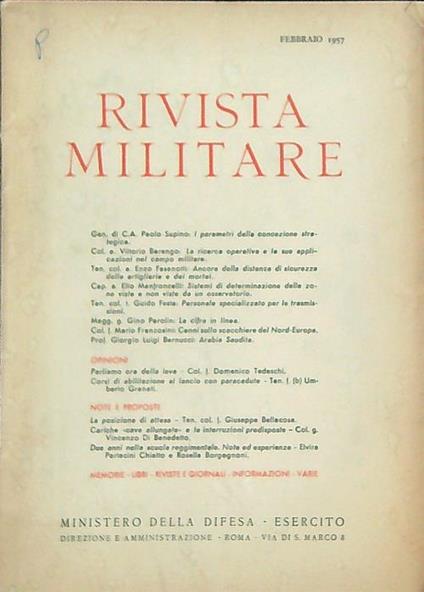 Rivista militare 2/febbraio 1957 - copertina