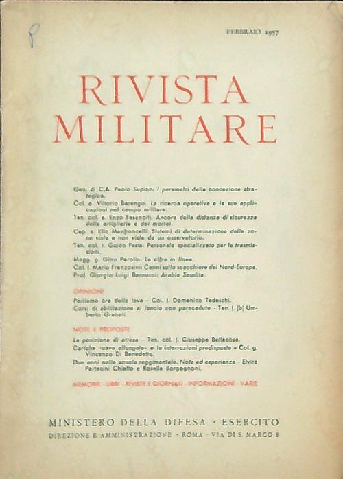 Rivista militare 2/febbraio 1957 - copertina