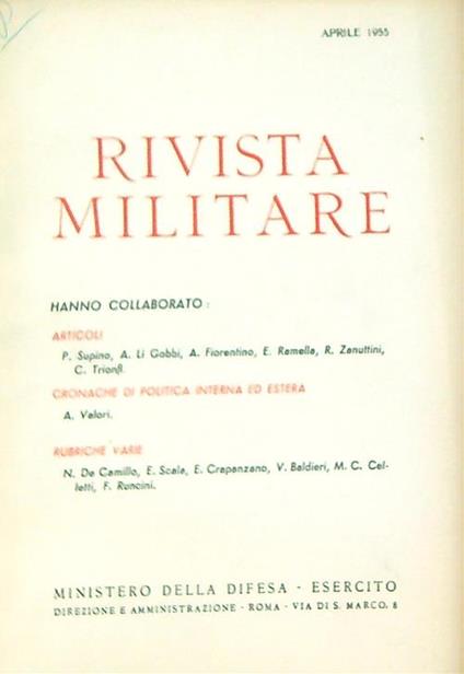 Rivista militare 4/Aprile 1955 - copertina