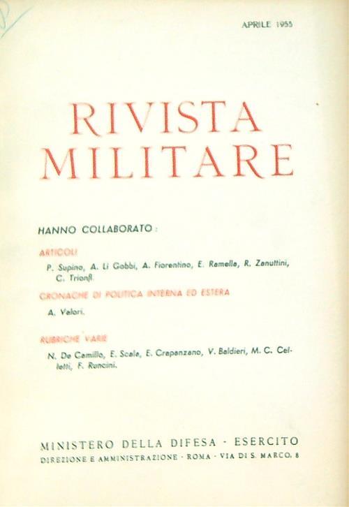 Rivista militare 4/Aprile 1955 - copertina