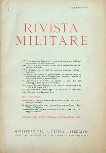 Rivista militare 1/gennaio 1957 - copertina