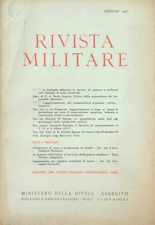 Rivista militare 1/gennaio 1957 - copertina