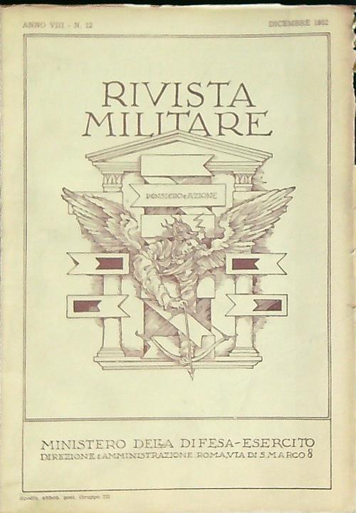 Rivista militare 12/dicembre 1952 - copertina