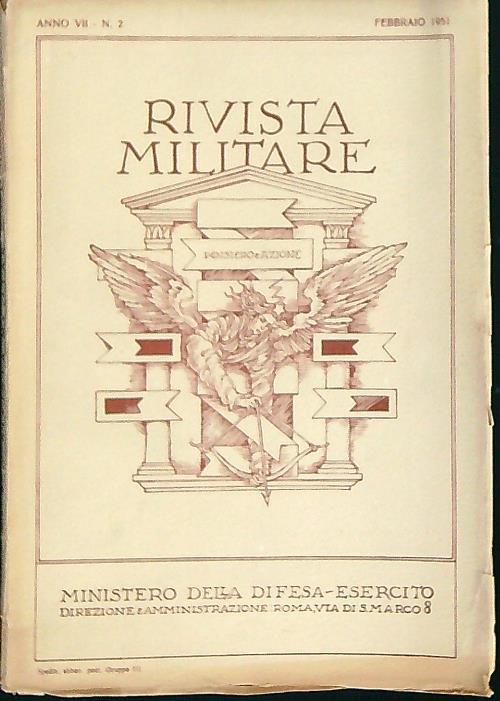 Rivista militare 2/febbraio 1951 - copertina