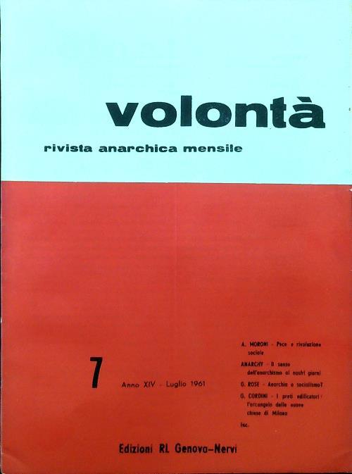 Volontà - Anno XIV n. 7/Luglio 1961 - copertina