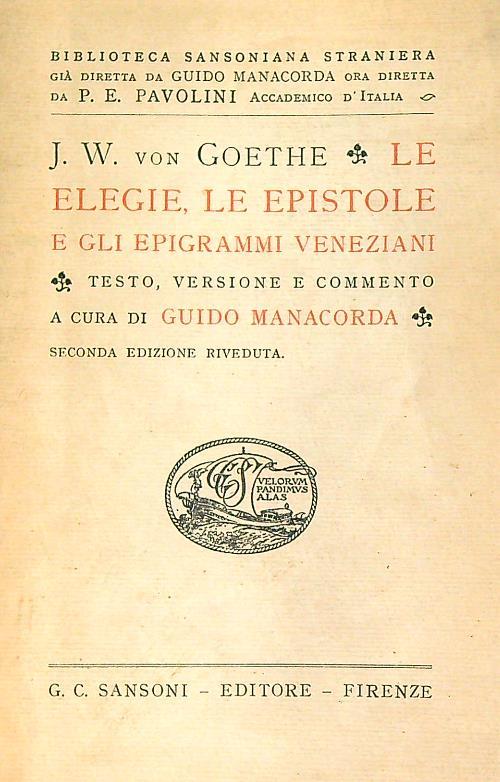 Le elegie, le epistole e gli epigrammi veneziani - copertina