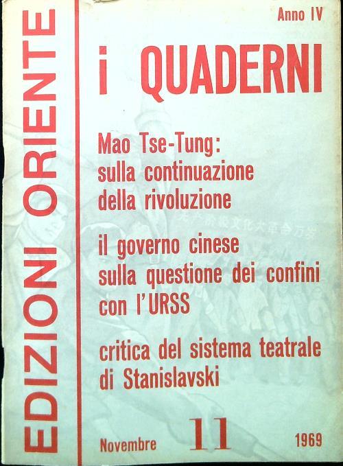 I Quaderni. Anno 4 - Numero 11/Novembre 1969 - copertina