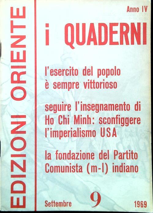 I Quaderni. Anno 4 - Numero 9/Settembre 1969 - copertina