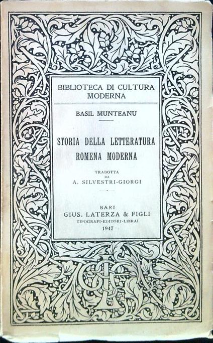 Storia della letteratura romena moderna - copertina