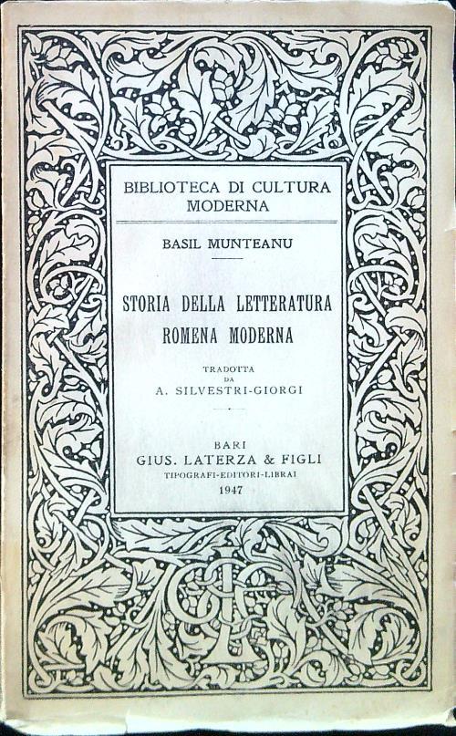 Storia della letteratura romena moderna - copertina