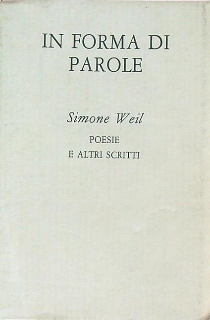 In forma di parole - Simone Weil - copertina