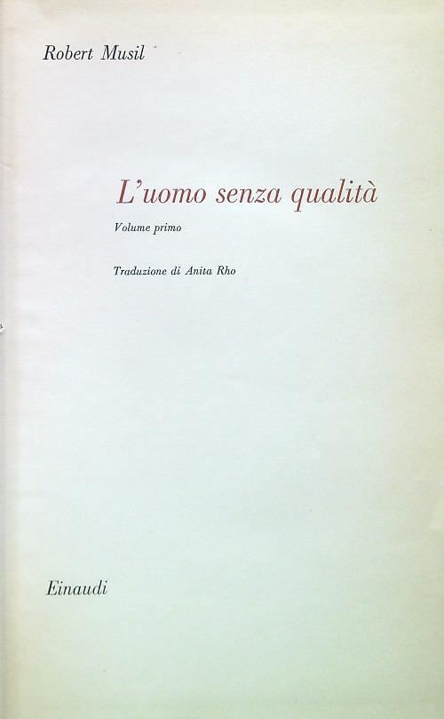 L' uomo senza qualità - Volume primo - Robert Musil - copertina