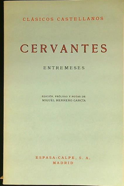 Entremeses - Miguel de Cervantes - copertina