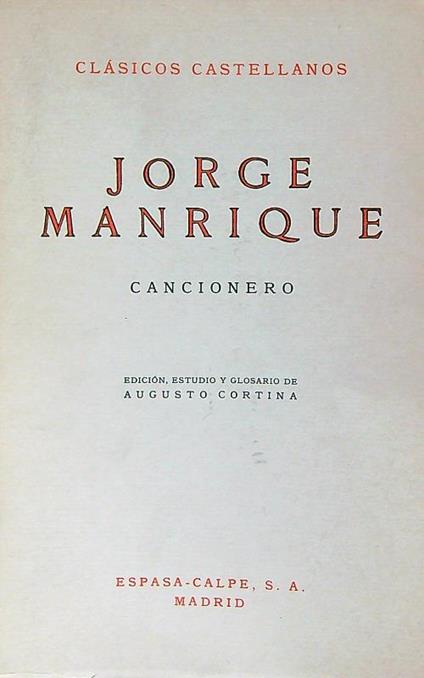 Cancionero - Jorge Manrique - copertina