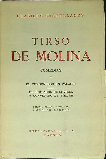 Comedias I - Tirso de Molina - copertina