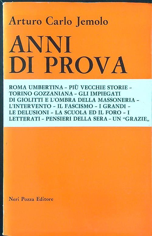 Anni di prova - Arturo Carlo Jemolo - copertina