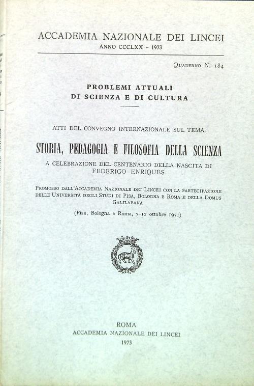 Storia, pedagogia e filosofia della scienza - copertina