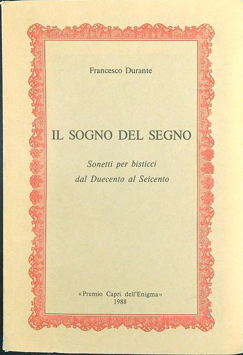 Il sogno del segno - Francesco Durante - copertina