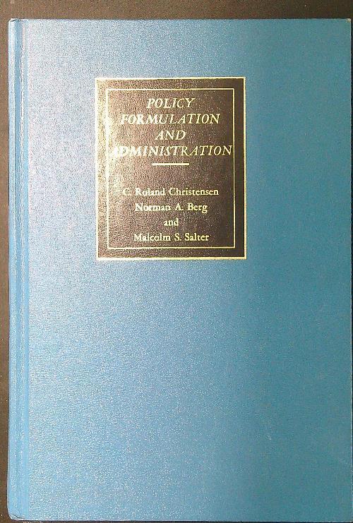 Policy formulation and administration - copertina