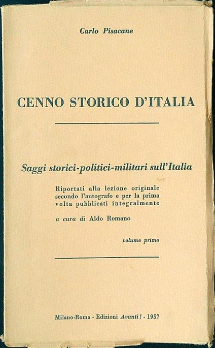 Cenno storico d'Italia vol. 1 - Carlo Pisacane - copertina