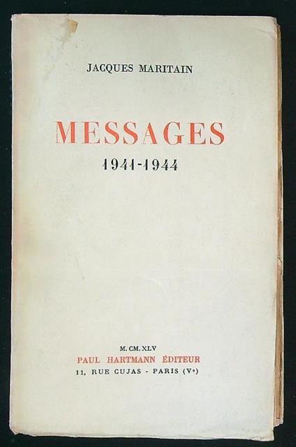 Messages 1941-1944 - Jacques Maritain - copertina