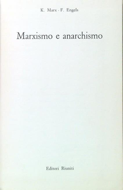 Marxismo e anarchismo - copertina