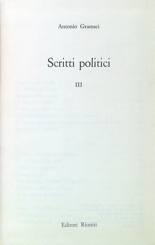 Scritti politici III - Antonio Gramsci - copertina