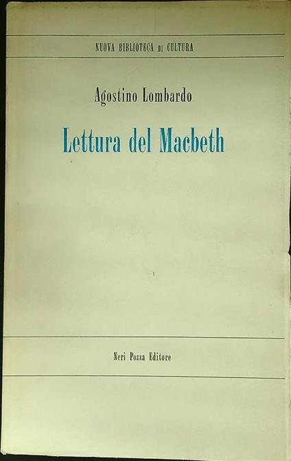 Lettura del Macbeth - Agostino Lombardo - copertina