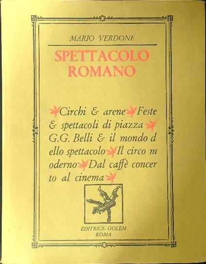 Spettacolo romano - Mario Verdone - copertina