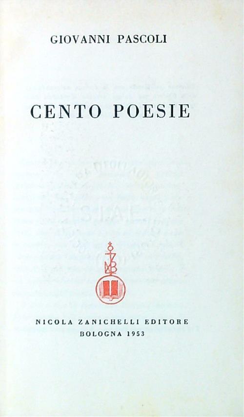 Cento poesie - Giovanni Pascoli - copertina