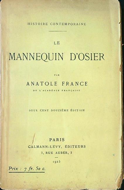Le Mannequin d'Osier - Anatole France - copertina