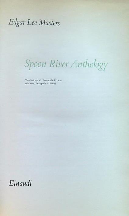 Spoon River Anthology - Edgar Lee Masters - copertina