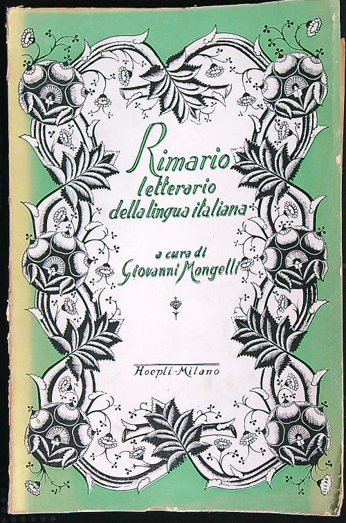 Rimario letterario della lingua italiana - Giovanni Mongelli - copertina