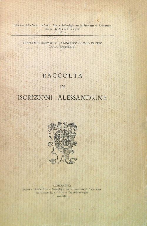 Raccolta di iscrizioni alessandrine - copertina