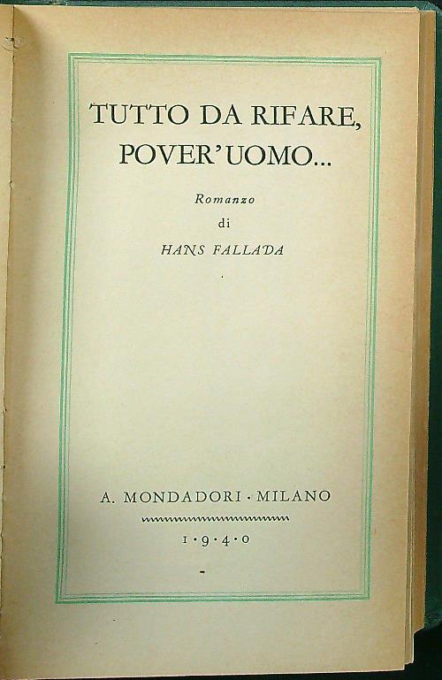 Tutto da rifare, pover'uomo... - Hans Fallada - copertina