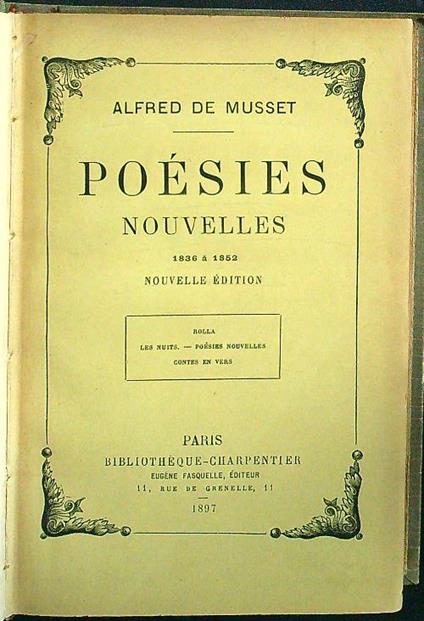 Poesies nouvelles - Alfred de Musset - copertina