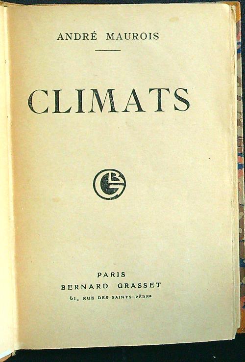 Climats - André Maurois - copertina