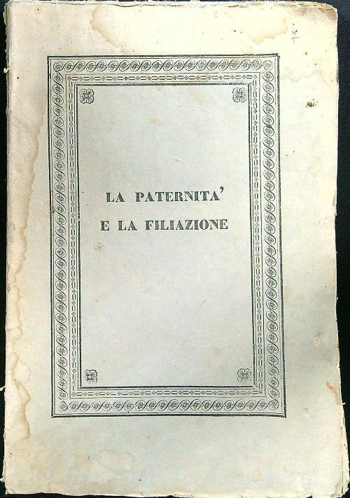 La paternità e la filiazione - copertina