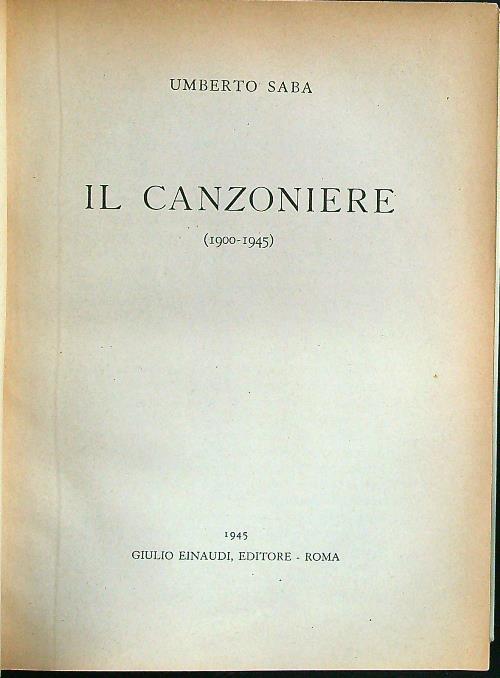 Il canzioniere - Umberto Saba - copertina