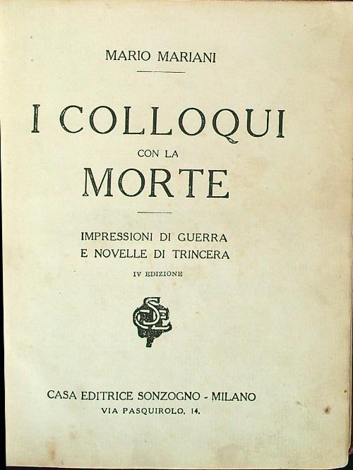 I colloqui con la morte - Mario Mariani - copertina