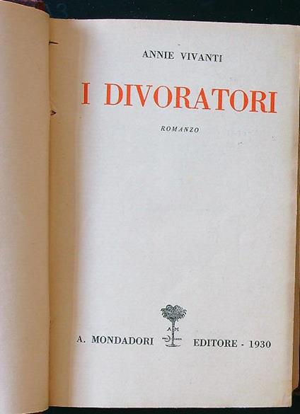 I divoratori - Annie Vivanti - copertina