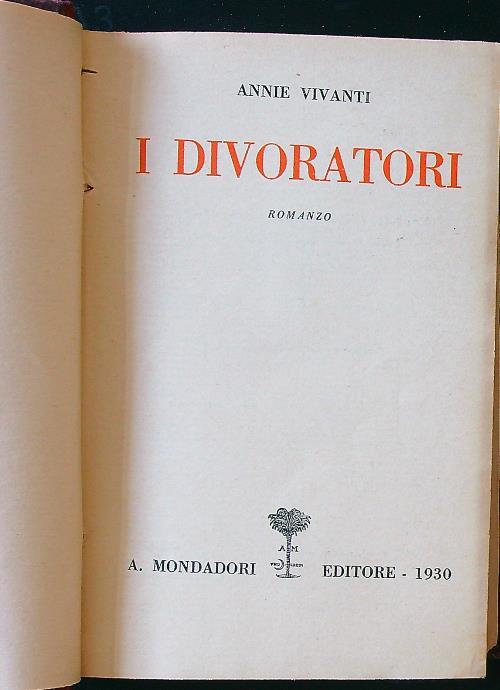 I divoratori - Annie Vivanti - copertina