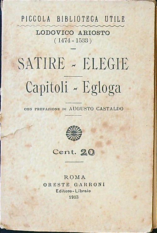 Satire - Elegie - Capitoli - Egloga - copertina