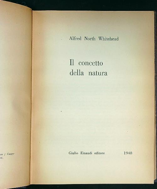 Il concetto della natura - Alfred N. Whitehead - copertina