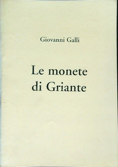 Le monete di Griante - Giovanni Galli - copertina