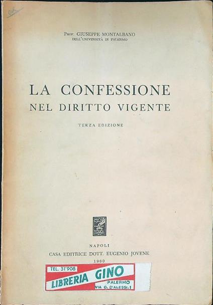 La confessione nel diritto vigente - Giuseppe Montalbano - copertina