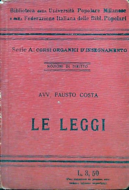 Le leggi - Fausto Costa - copertina