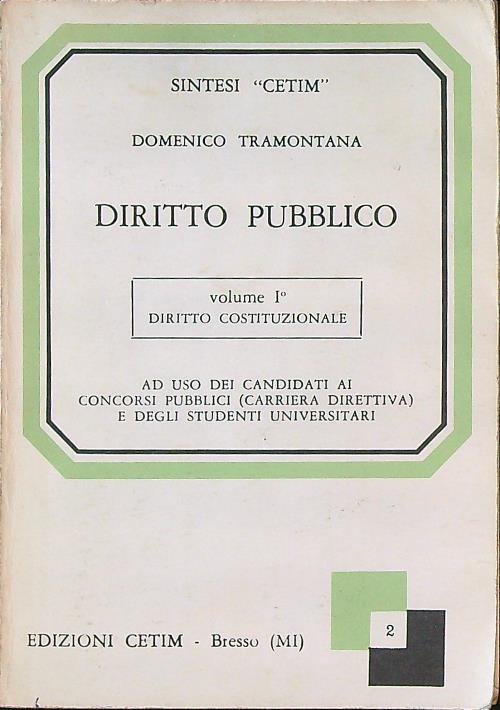 Diritto pubblico vol. 1 - Diritto costituzionale - Domenico Tramontana - copertina